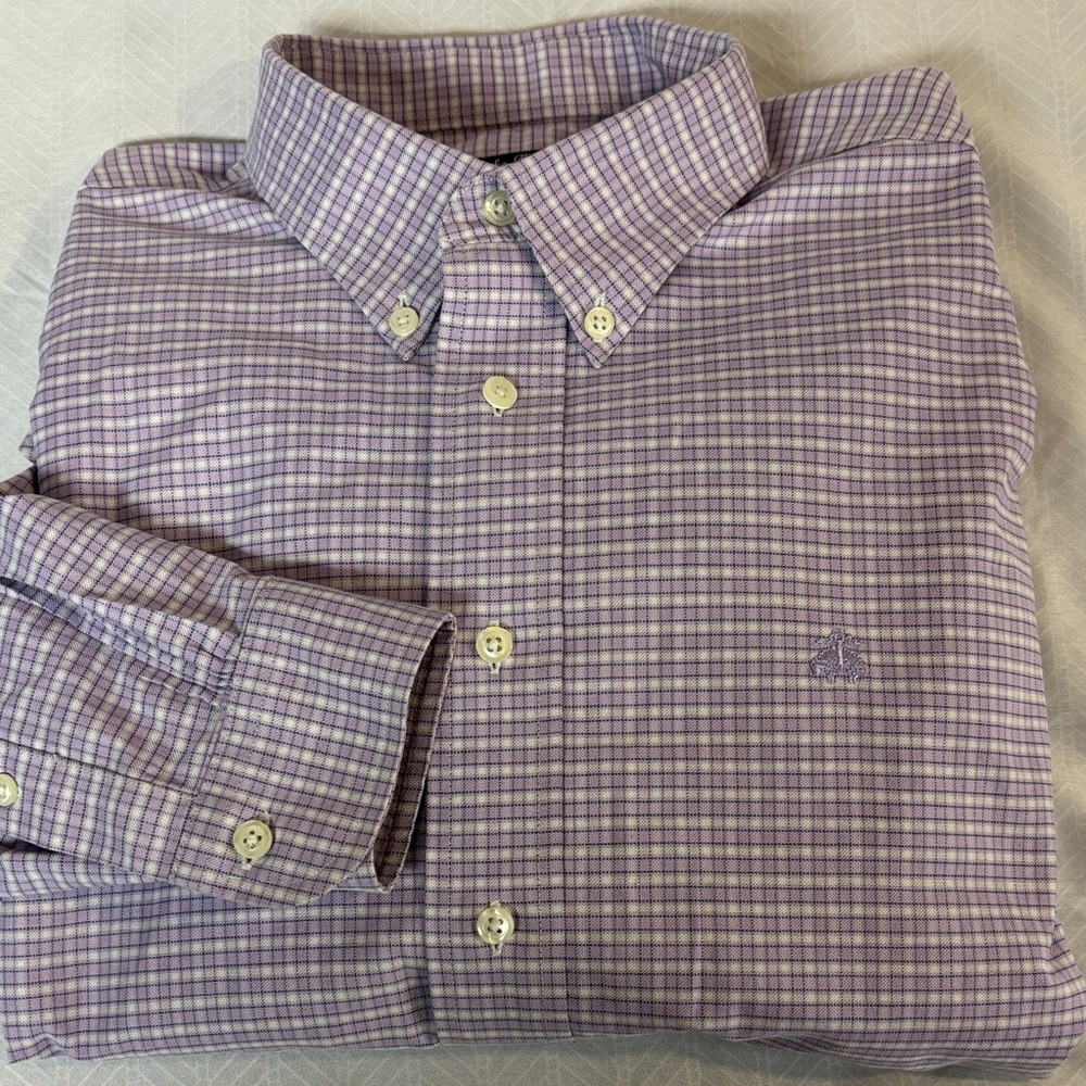 Brooks Brothers Lavender Checkered Button Down Shirt size XL.